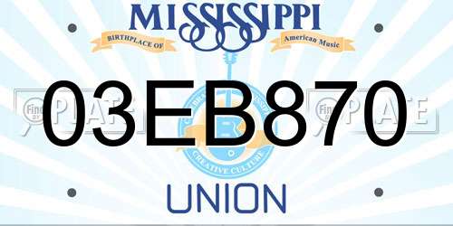 03EB870 Mississippi License Plate