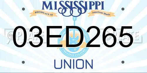 03ED265 Mississippi License Plate