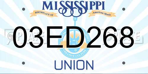 03ED268 Mississippi License Plate