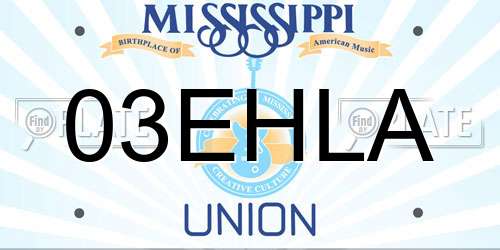 03EHLA Mississippi License Plate