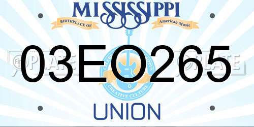 03EO265 Mississippi License Plate