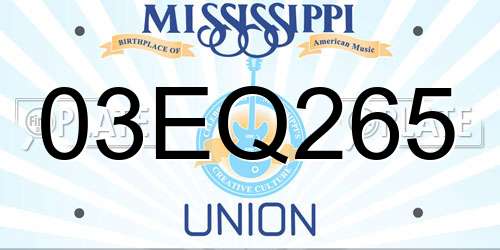 03EQ265 Mississippi License Plate
