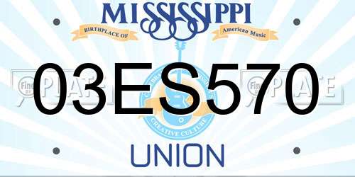 03ES570 Mississippi License Plate