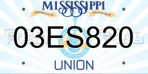 03ES820 Mississippi License Plate