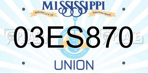03ES870 Mississippi License Plate
