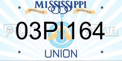 03PI164 Mississippi License Plate