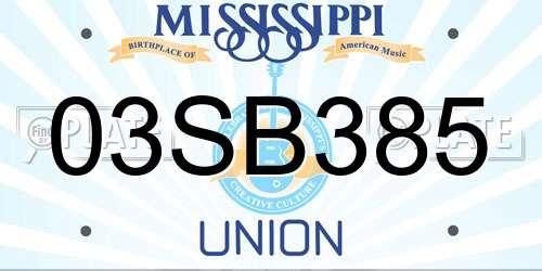 03SB385 Mississippi License Plate