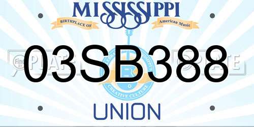 03SB388 Mississippi License Plate