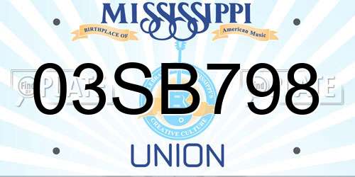 03SB798 Mississippi License Plate