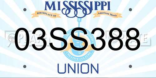 03SS388 Mississippi License Plate
