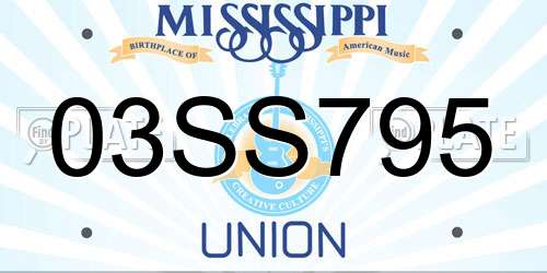 03SS795 Mississippi License Plate