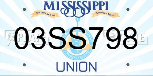 03SS798 Mississippi License Plate