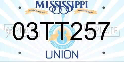 03TT257 Mississippi License Plate