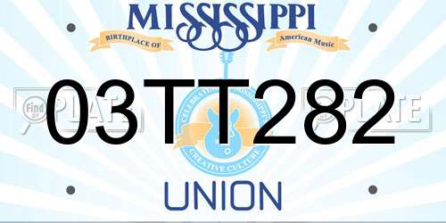 03TT282 Mississippi License Plate