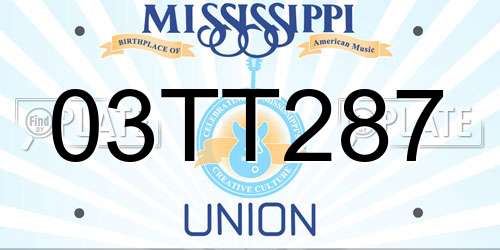 03TT287 Mississippi License Plate