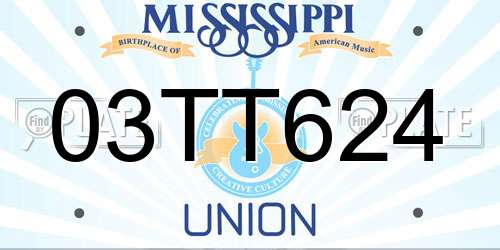 03TT624 Mississippi License Plate