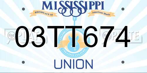 03TT674 Mississippi License Plate