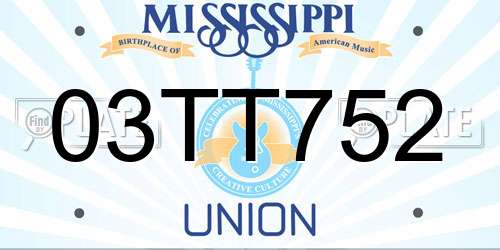 03TT752 Mississippi License Plate