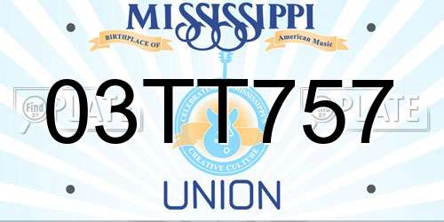 03TT757 Mississippi License Plate