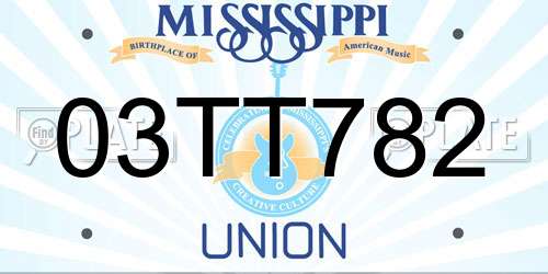 03TT782 Mississippi License Plate