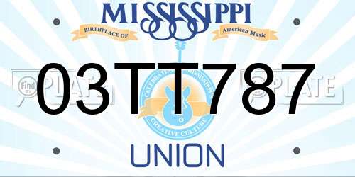 03TT787 Mississippi License Plate