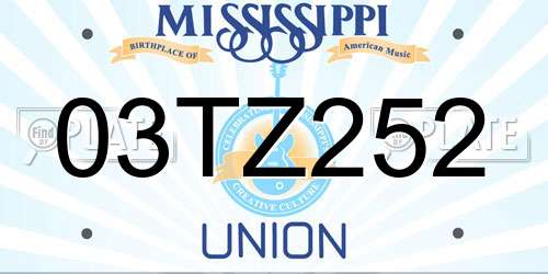 03TZ252 Mississippi License Plate