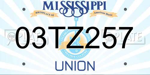 03TZ257 Mississippi License Plate