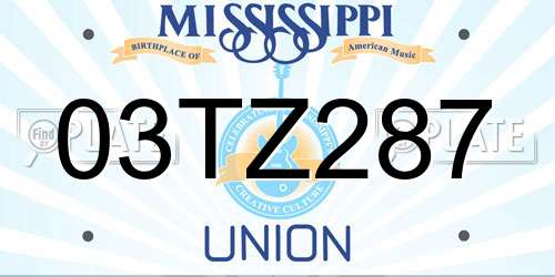03TZ287 Mississippi License Plate