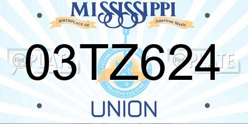 03TZ624 Mississippi License Plate