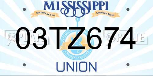 03TZ674 Mississippi License Plate
