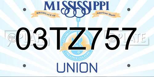 03TZ757 Mississippi License Plate