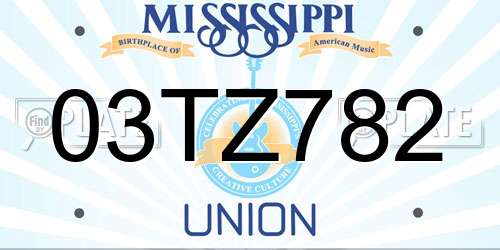 03TZ782 Mississippi License Plate