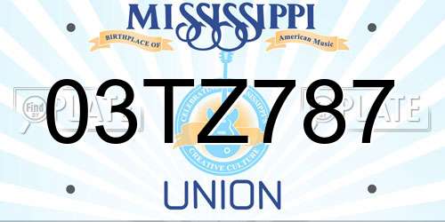 03TZ787 Mississippi License Plate