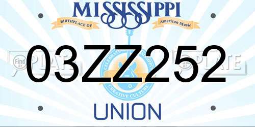 03ZZ252 Mississippi License Plate