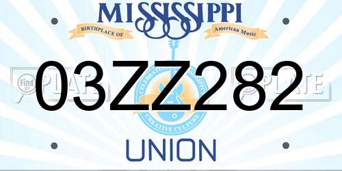 03ZZ282 Mississippi License Plate