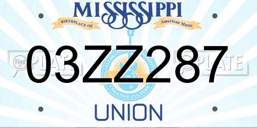 03ZZ287 Mississippi License Plate