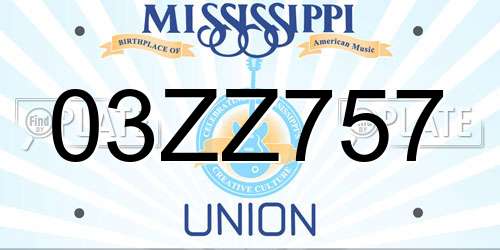 03ZZ757 Mississippi License Plate