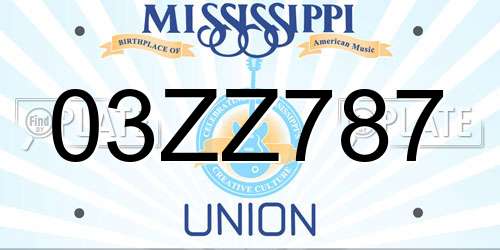 03ZZ787 Mississippi License Plate