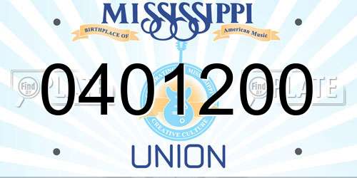 0401200 Mississippi License Plate