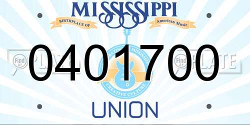 0401700 Mississippi License Plate