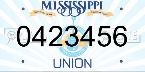 0423456 Mississippi License Plate