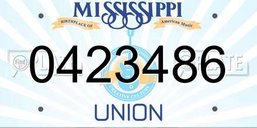 0423486 Mississippi License Plate