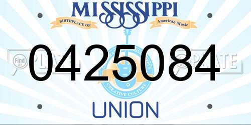 0425084 Mississippi License Plate