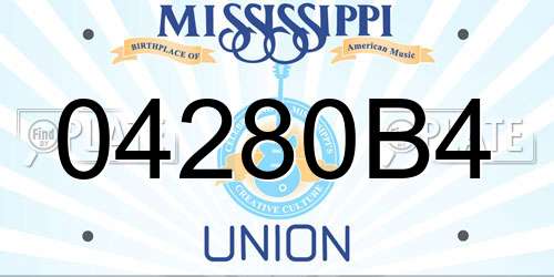 04280B4 Mississippi License Plate