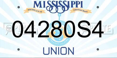 04280S4 Mississippi License Plate