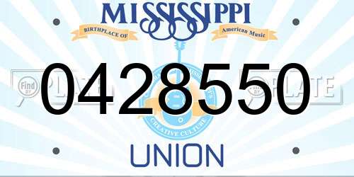 0428550 Mississippi License Plate
