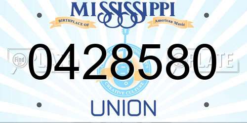 0428580 Mississippi License Plate