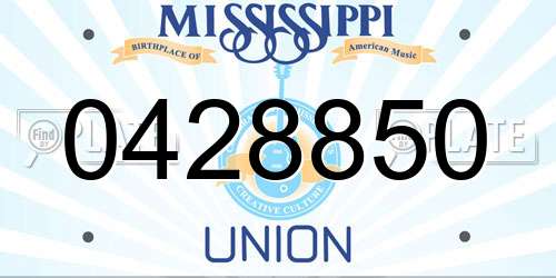 0428850 Mississippi License Plate