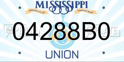 04288B0 Mississippi License Plate