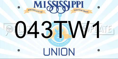 043TW1 Mississippi License Plate